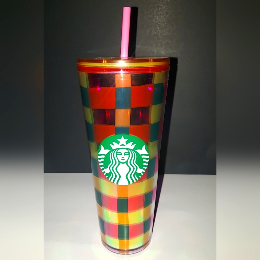 Starbucks Venti 24oz Checkered Plaid Easter Basket Tumbler